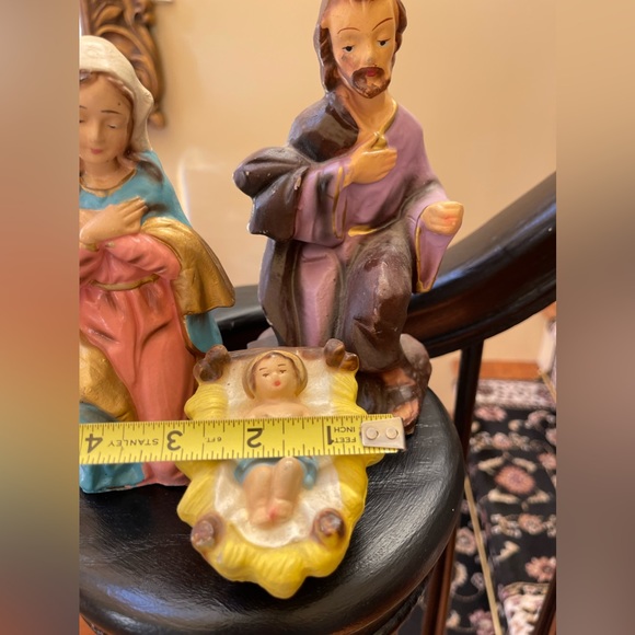 LARGE Vintage Christmas Nativity Italy Paper Mache Figurine Holy Family - Picture 7 of 15